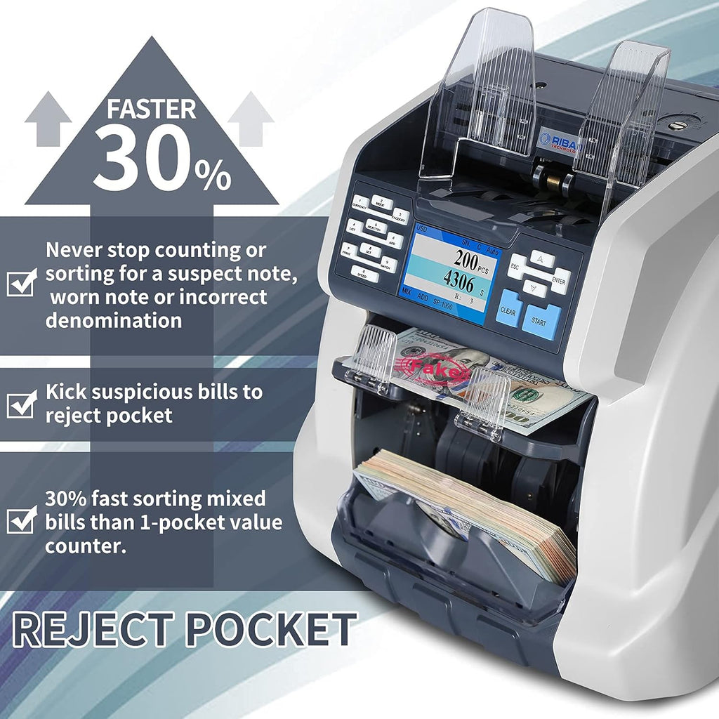 Two-Pocket Money Counter with Reject Pocket O893856