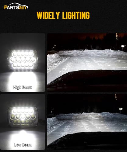 2PCS Rectangle 5x7 7x6 LED Headlights Hi/Low Sealed Beam R57455