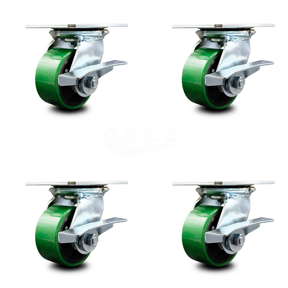 Pack of 2 Swivel Caster with 8 x 2 Green Wheel T13777