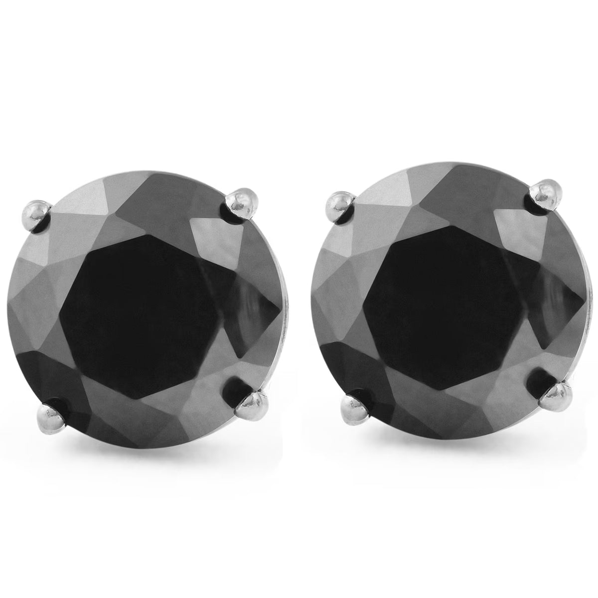 2 1/2ct Black Diamond Screw Back Stud Earrings 14K White Gold B710436