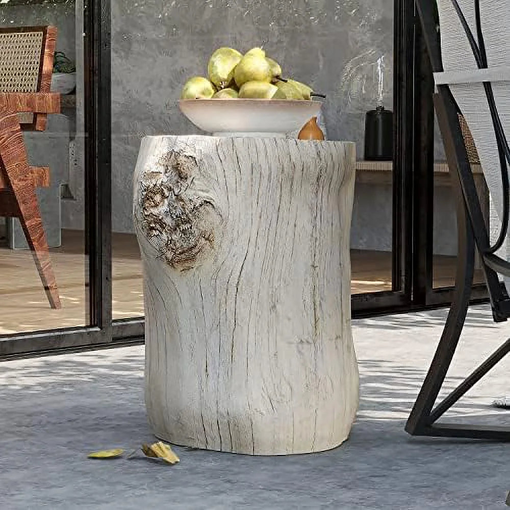 Rustic Stump Brown Wood-Look Side Table W40422