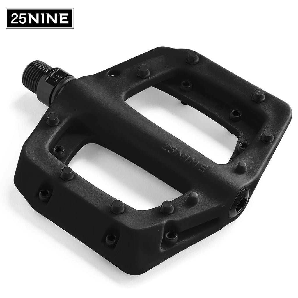 Black Flat Bike Pedals with Metal Traction Pins G6088