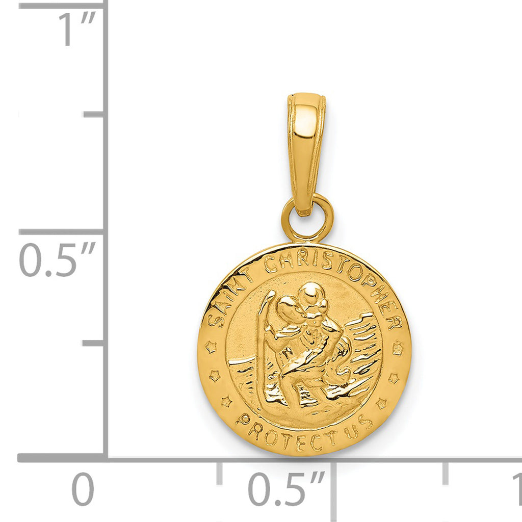 14K Yellow Gold Saint Christopher Medal Pendant Charm L37447