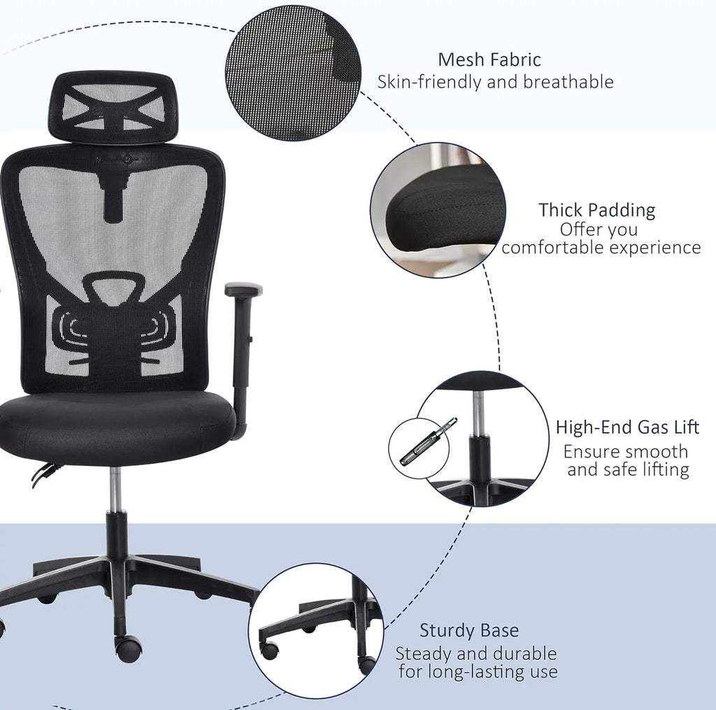 Black Ergonomic Mesh Office Chair with Lumbar Support P830791