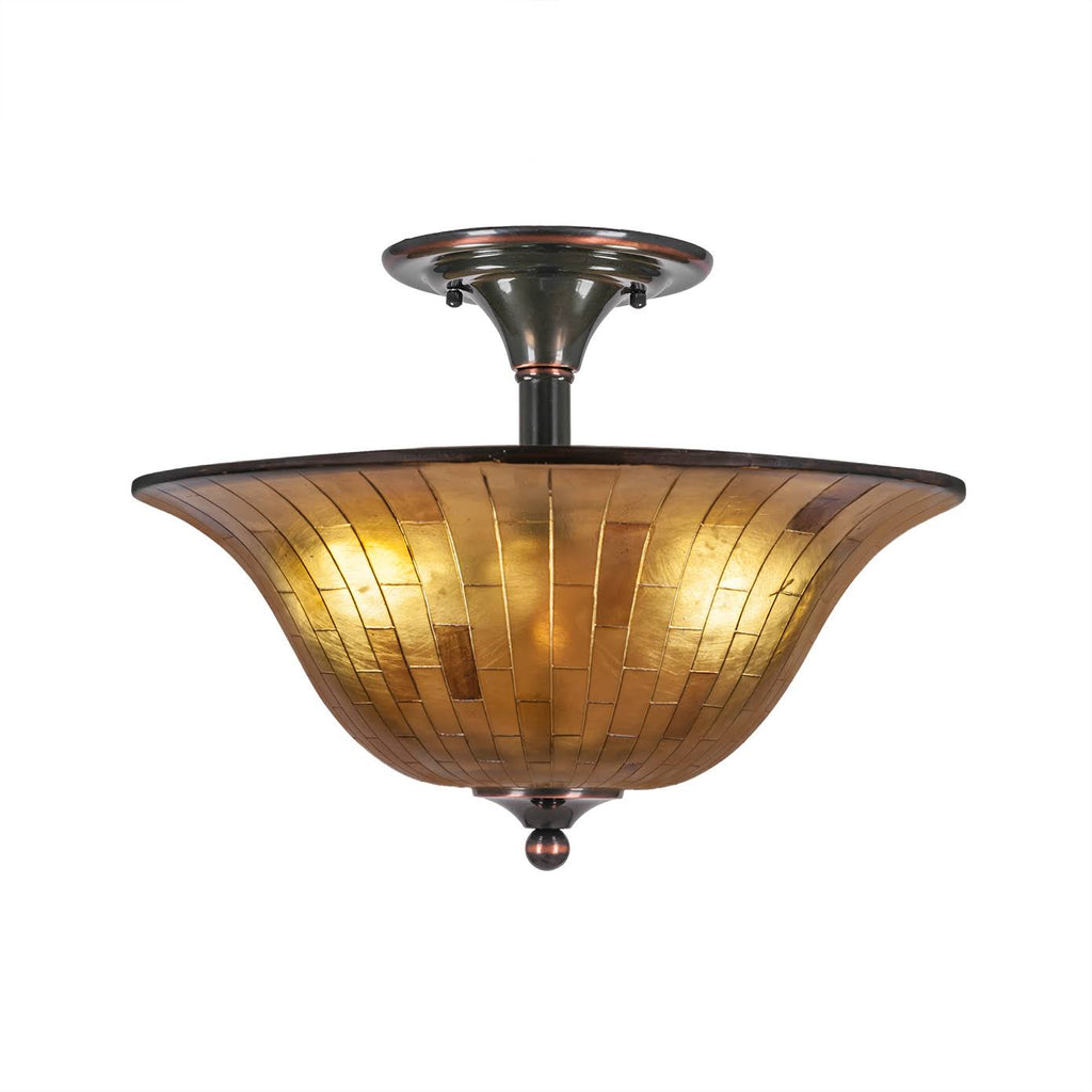 Two Light Semi-Flush Mount Black Copper Z626