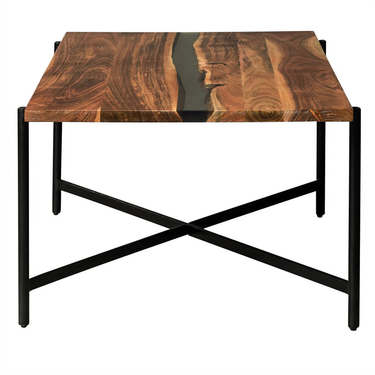 36" Acacia Wood and Acrylic Coffee Table W6129