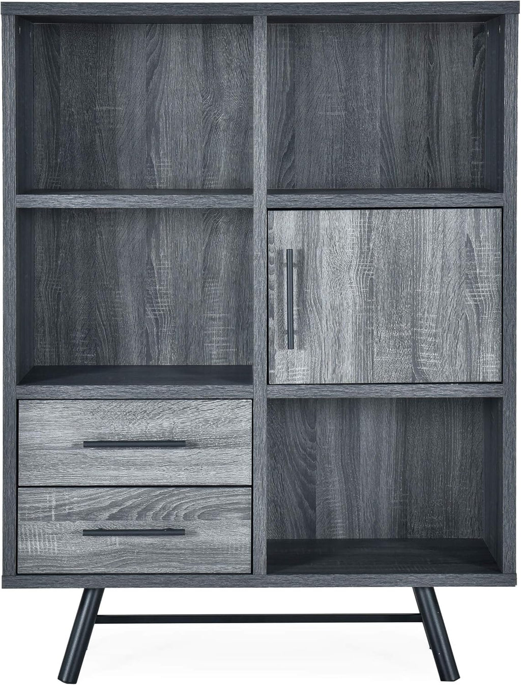 6 Shelf Multi-Functional Cabinet, Sonoma Oak + Black Y36154
