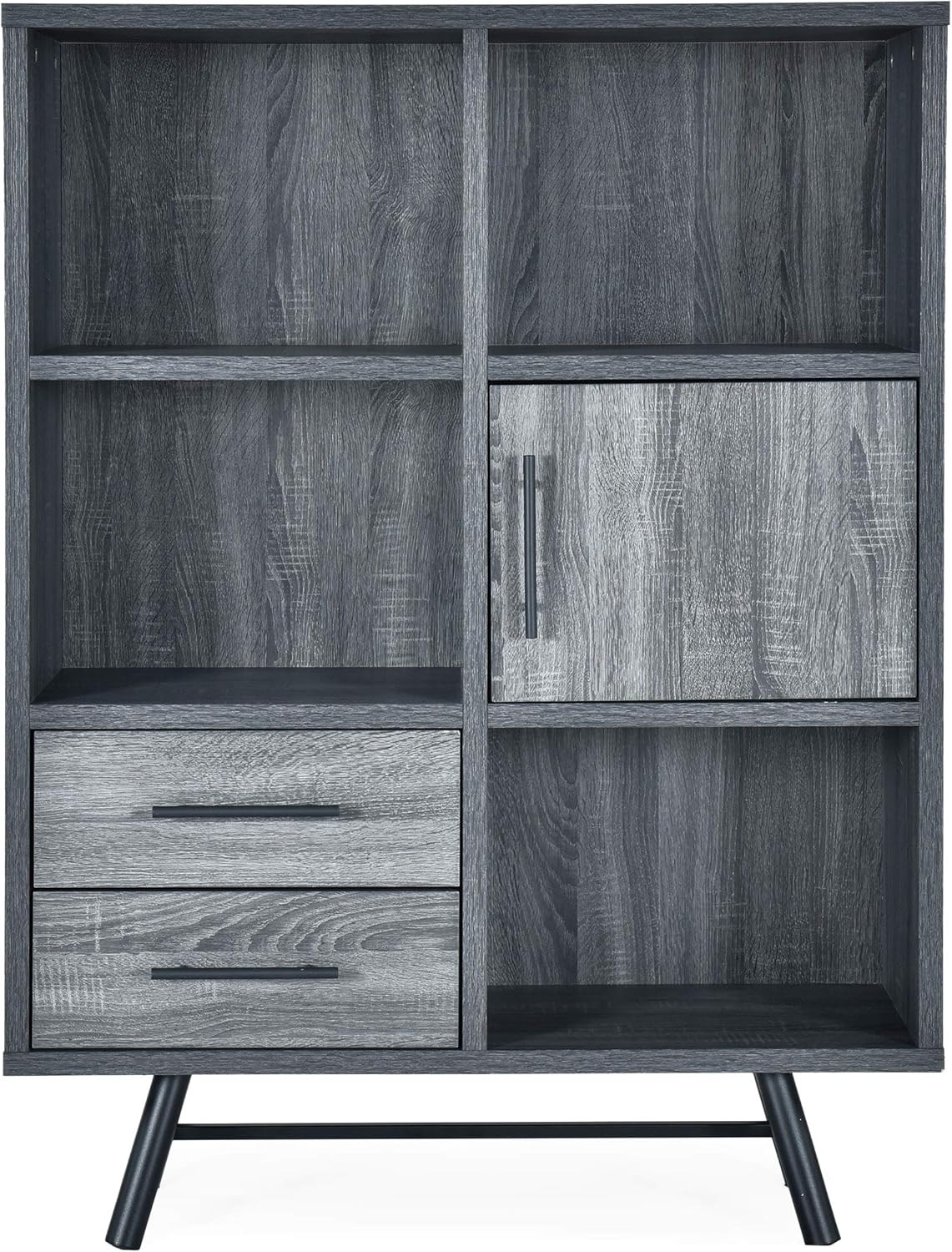 6 Shelf Multi-Functional Cabinet, Sonoma Oak + Black Y36154