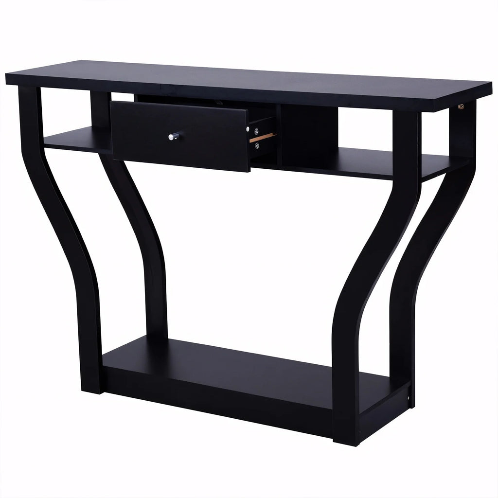 Black Sofa Accent Table with Drawer J8261