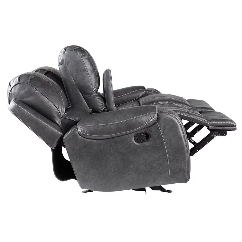 Gray Faux Leather Manual Reclining 3-Piece Motion Set D339