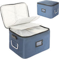 Blue Oxford Fabric Document Organizer Box with Lock W1362