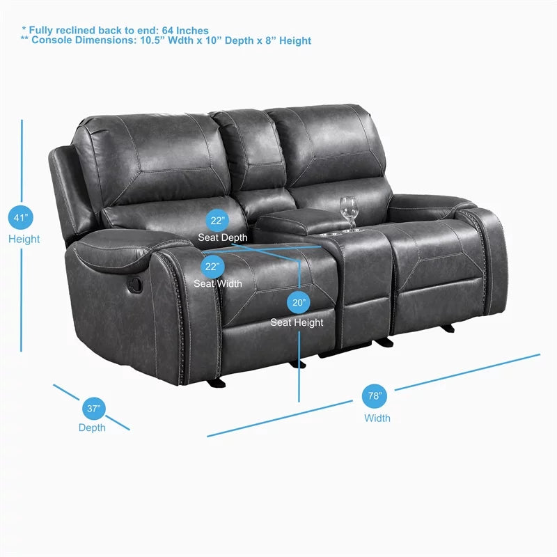 Gray Faux Leather Manual Reclining 3-Piece Motion Set D339