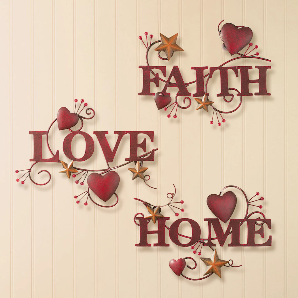 Red Metal Wall Art Set of 3 K328774