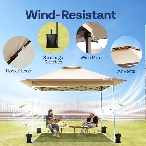 10x10ft Pop Up Canopy Tent with Wheel Carry Bag and 4 Sandbags, White P182077