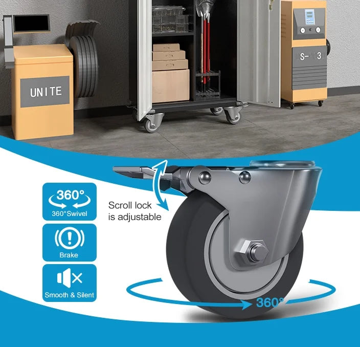 Metal Rolling Storage Cabinet with Hanging Rod P6633