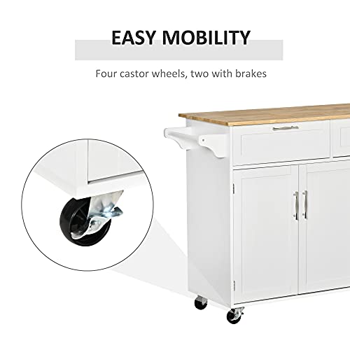 White Mobile Kitchen Island with Storage N1280
