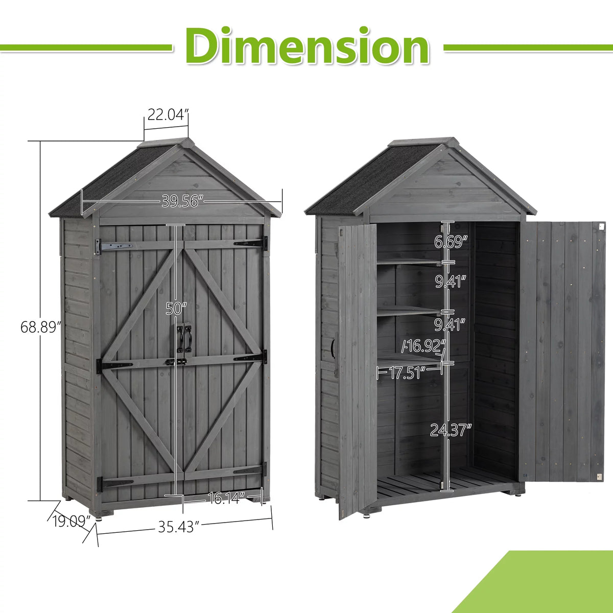 Outdoor Wood Storage Cabinet with Shelves and Latch C231