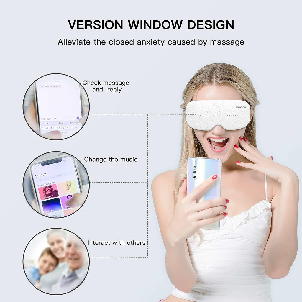 Eye Massager with Heat, Vibration, Vision Window, 3 Modes, Bluetooth Music, USB Rechargeable Q2679