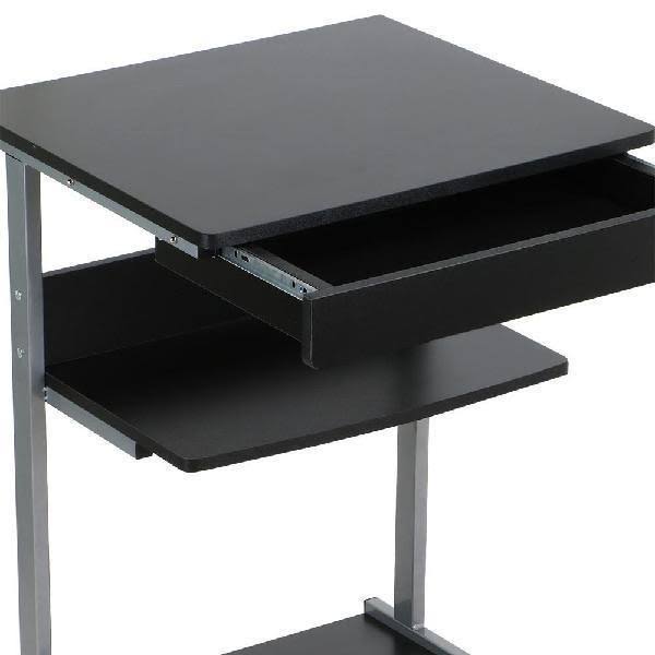 Compact Rolling Laptop Cart Desk with Drawer and Shelf G455968