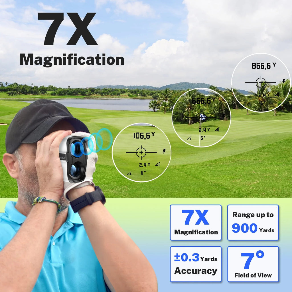 Laser Golf Rangefinder 900 Yards 7X Magnification with Slope Switch Z613200