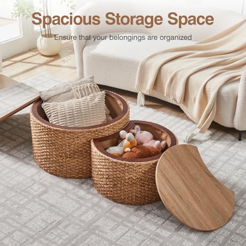 Set of 2 Wicker Rattan Coffee Table with Storage N890