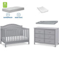 Gray 4-in-1 Convertible Crib and Dresser Set with Mattress U49060