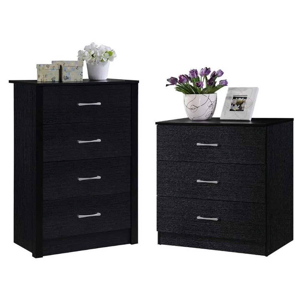 2 Piece Black Wood Bedroom Set B426