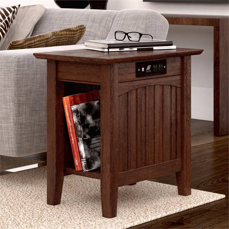 Burnt Amber Chair Side Table with Charger Q309709