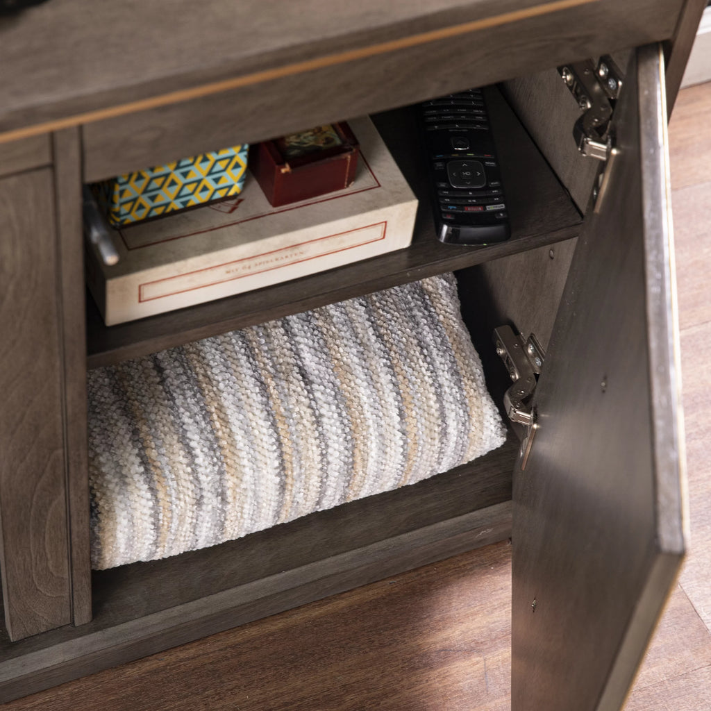 Brown and Gold Media Console with Storage S6823