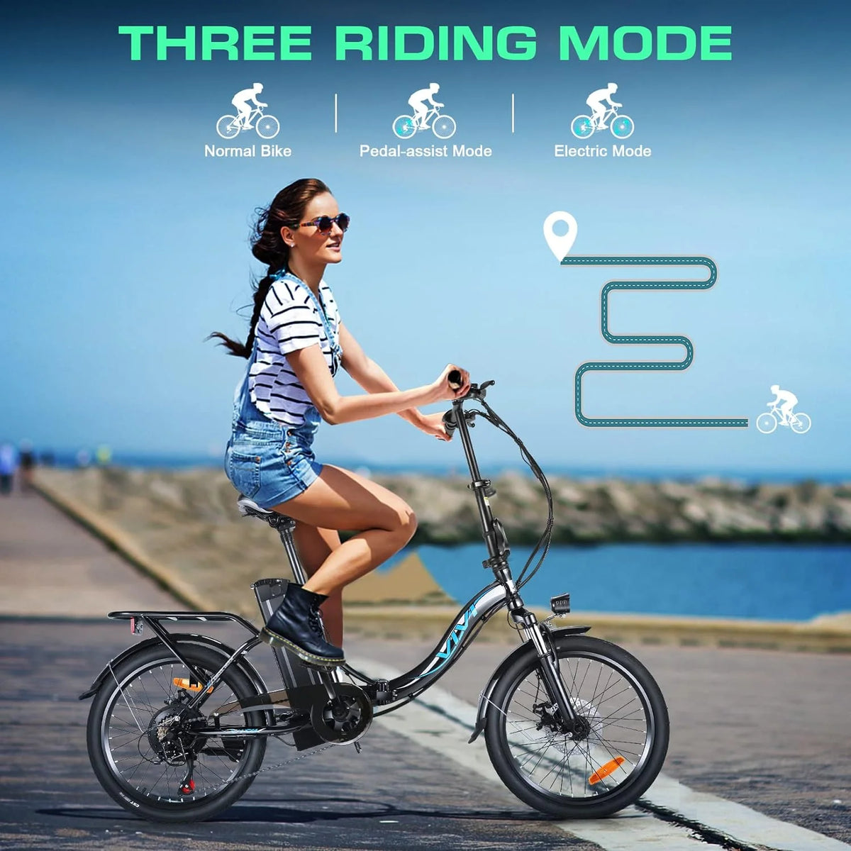 20 Folding Electric Cruiser Bike 500W Step-Through G62598