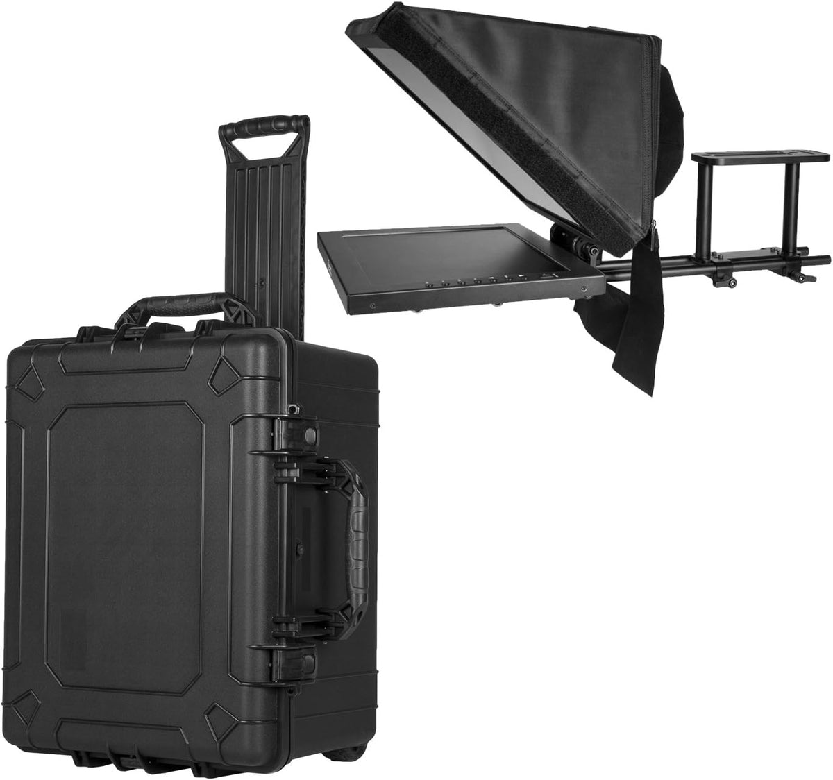 15-inch Teleprompter with Rolling Case, Adjustable Glass Frame - Black S355754
