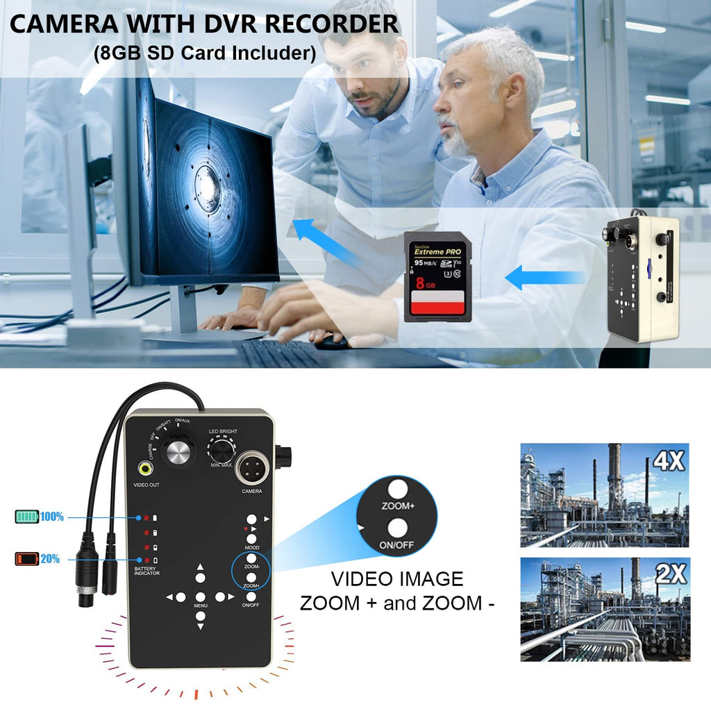 Sewer Camera with Locator, 165ft Inspection Camera with 512Hz Sonde Transmitter and Receiver, DVR and 7 LCD Monitor IP68 Waterproof Pipe Inspection Camera H3210