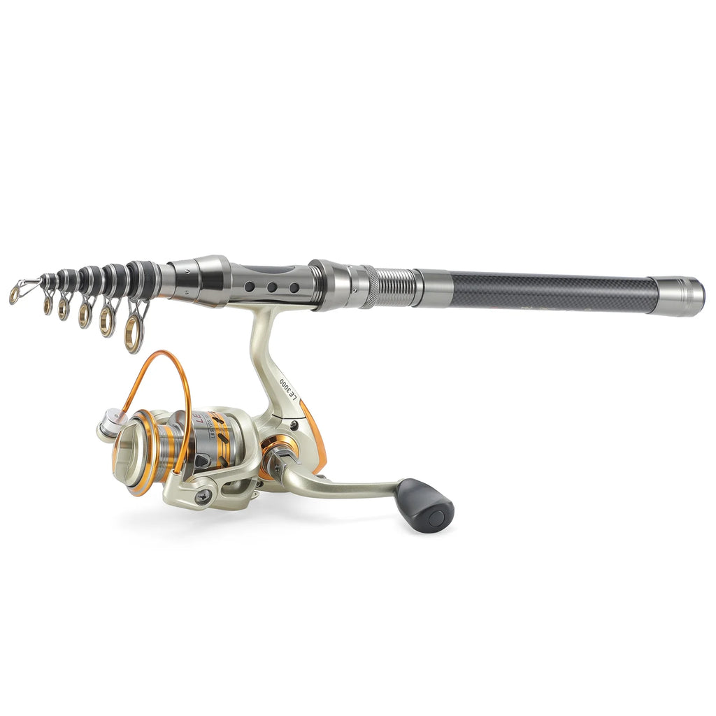 Telescopic Fishing Rod and Reel Combo with Spinning Reel, 100M Fishing Line, Lures, Hooks, and Jig Head N112