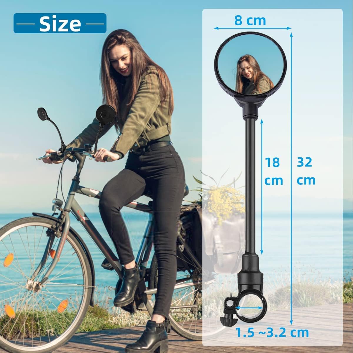 2 Pack Adjustable Rotatable Rear View Bicycle Mirrors P929685