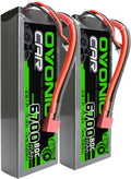 2S Lipo Battery 80C 6700mAh 7.4V Hard Case with Dean-Style T Connector for RC Car (2 Packs) G80077
