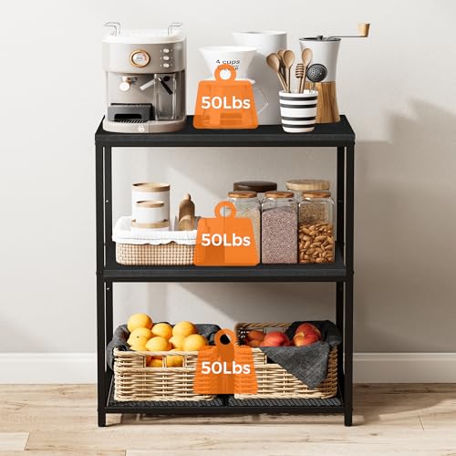 Black Kitchen Island with 3 Shelves K196