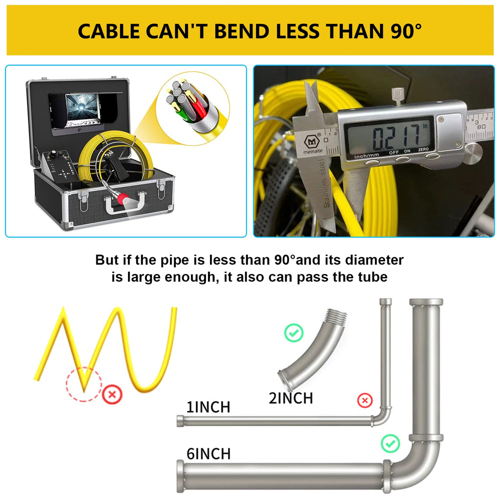 Sewer Camera with Locator, 165ft Inspection Camera with 512Hz Sonde Transmitter and Receiver, DVR and 7 LCD Monitor IP68 Waterproof Pipe Inspection Camera H3210