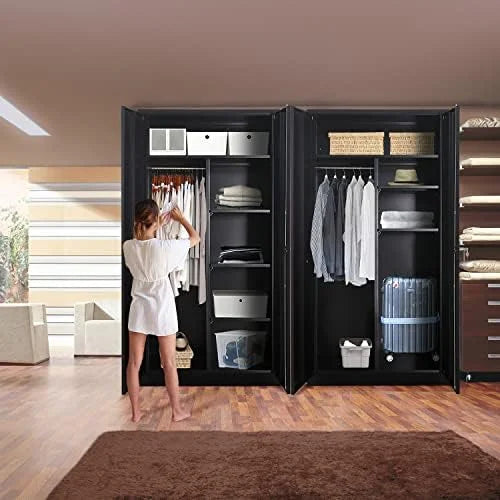 72" Metal Wardrobe Closet with Lock and Adjustable Shelves Q831291