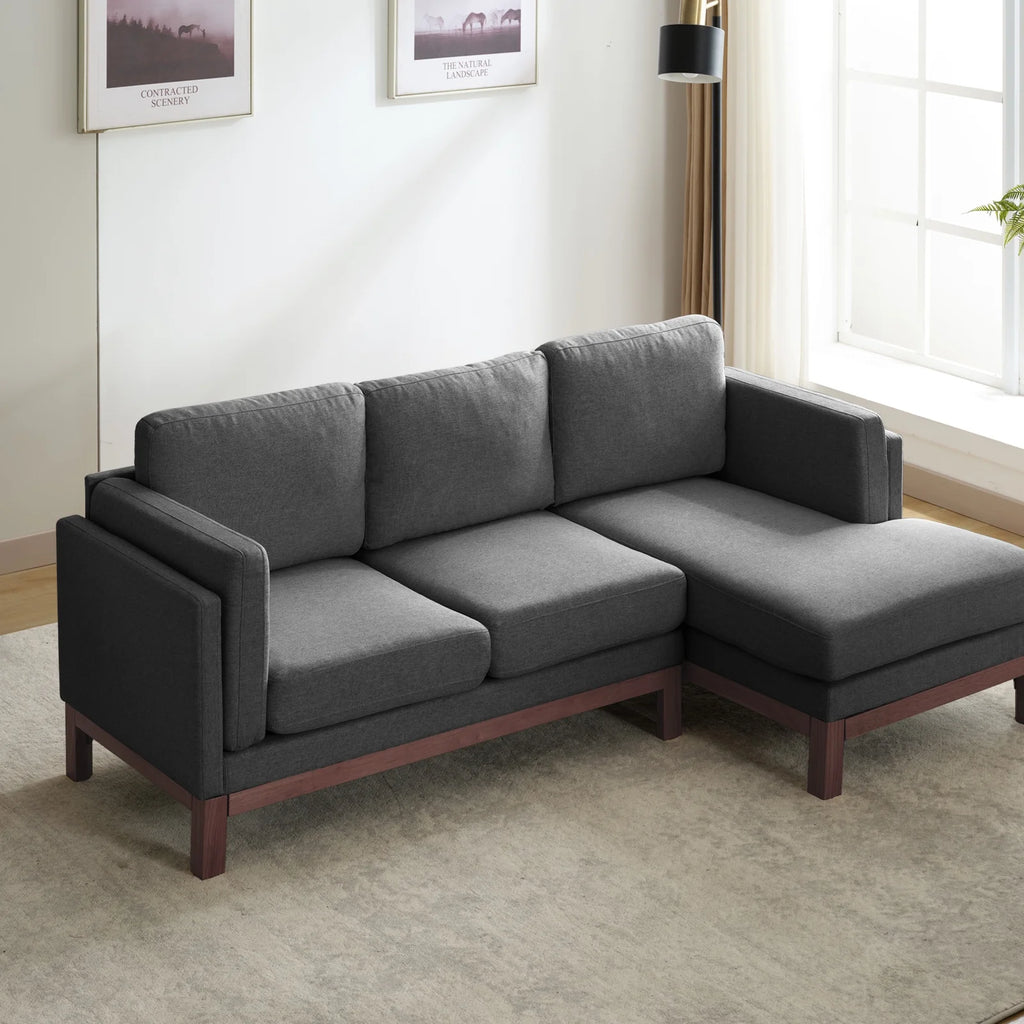 Dark Grey L-Shaped Sectional Sofa with Chaise Lounge J1246