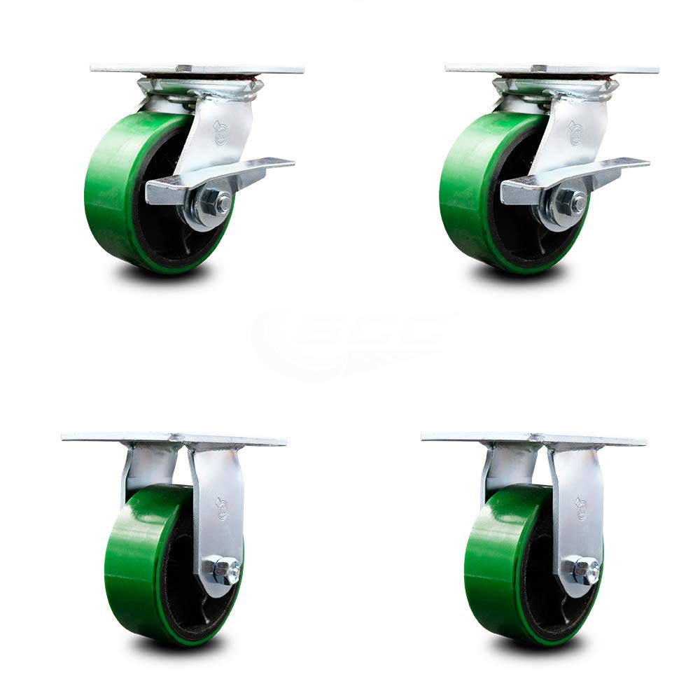 Pack of 2 Swivel Caster with 8 x 2 Green Wheel T13777