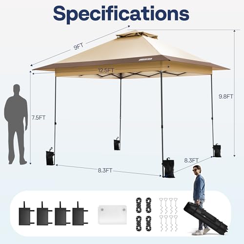 10x10ft Pop Up Canopy Tent with Wheel Carry Bag and 4 Sandbags, White P182077