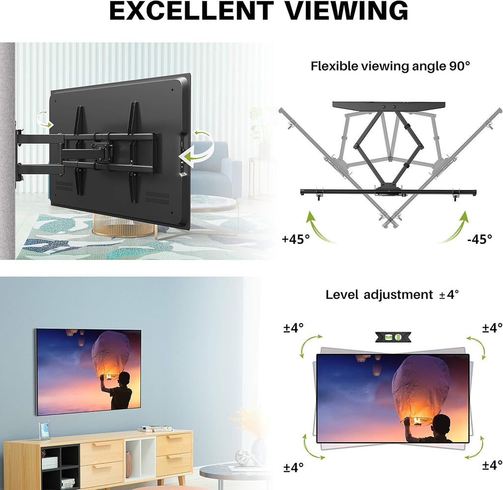 Full Motion TV Wall Mount for 37-75 inch TV, Up to 132lbs, Dual Articulating Arms, Max VESA 600x400mm, Pack of 2 S626