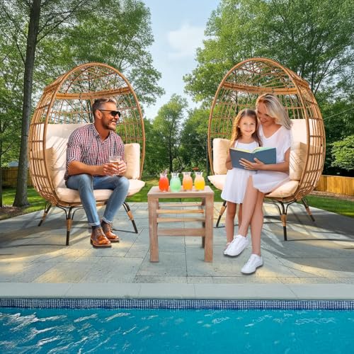 Ivory Wicker Egg Chair with Steel Frame M83687