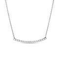 Diamond Curved Bar Necklace in 14K White Gold - 16" L3983