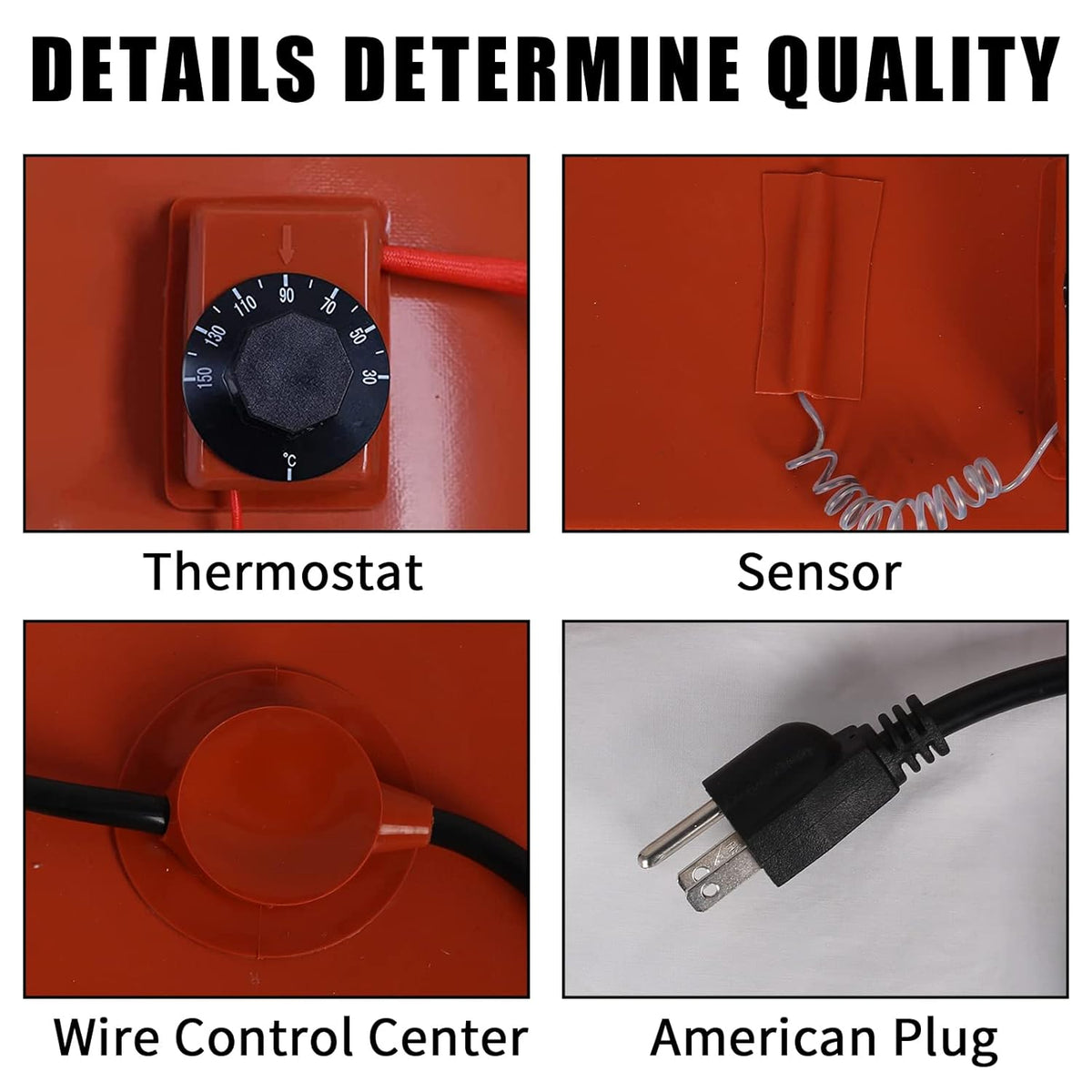 55-Gallon Silicone Metal Drum Heat Pad Band Warmer Kit 120V 150℃ 5x70in Pack of 2 S250