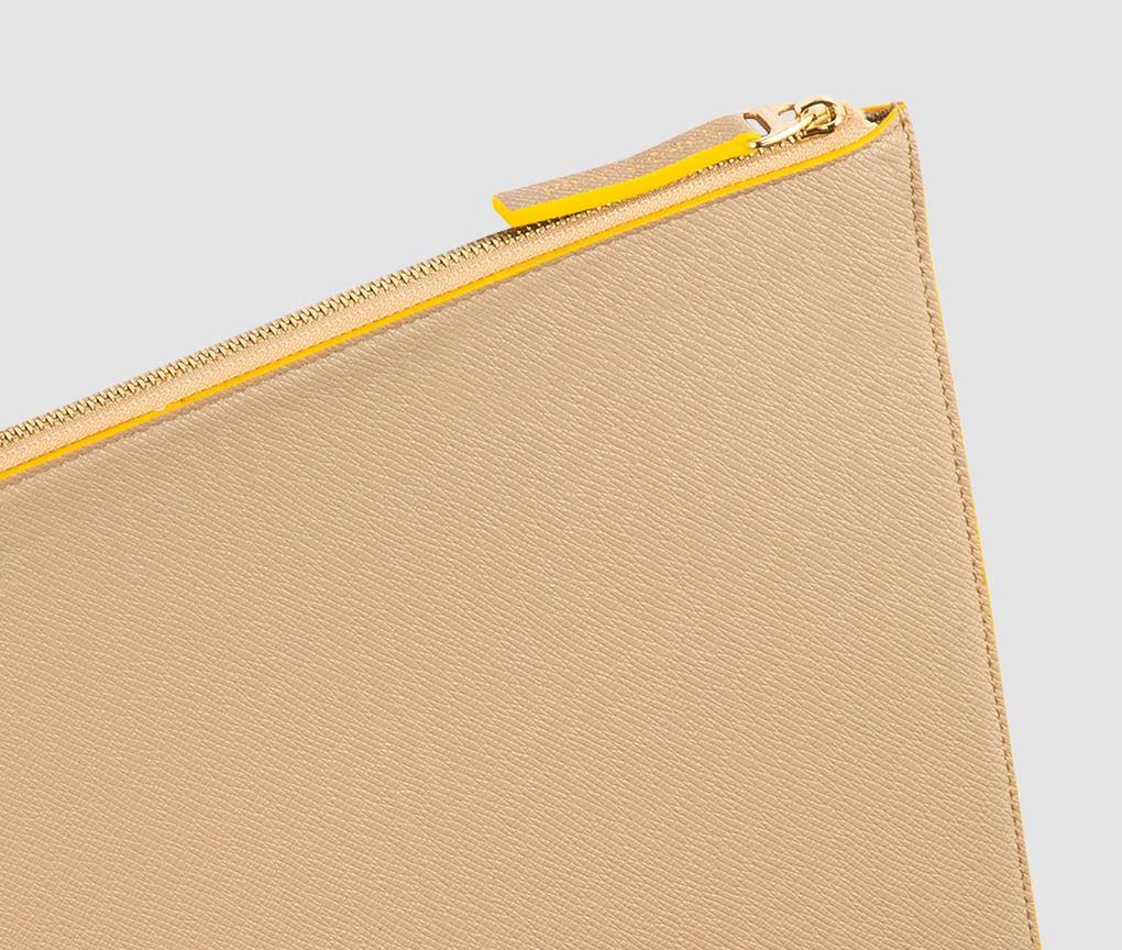 Laptop Case (Beige/Yellow) - 13-15 inch pu-leather W9226
