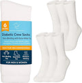 6 Pairs Non-Binding Cotton Diabetic Crew Socks With Extra Wide Top J904022