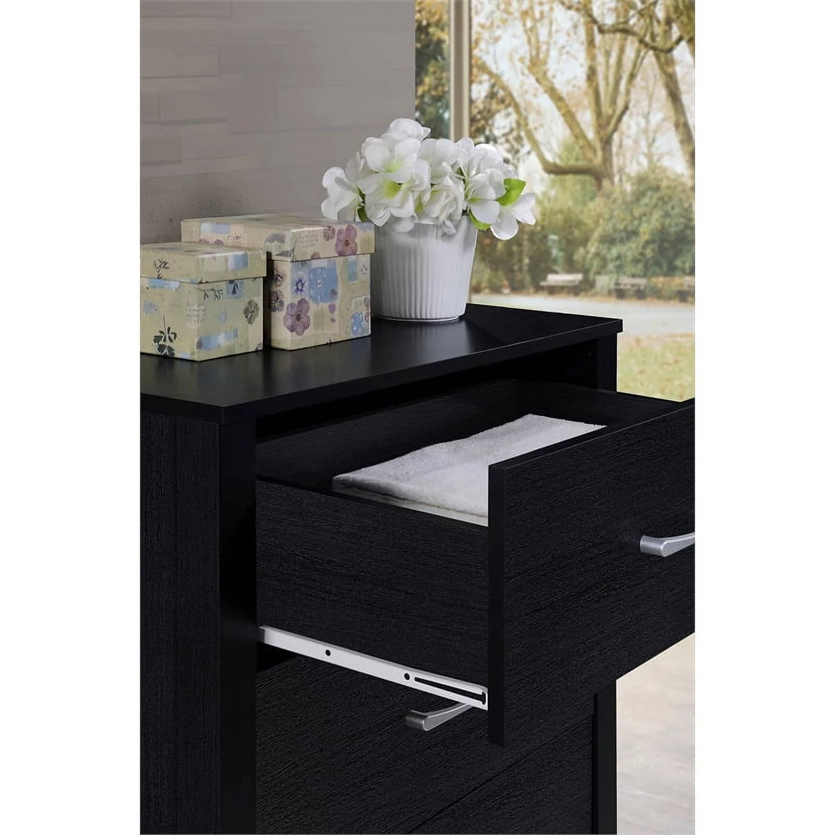 2 Piece Black Wood Bedroom Set B426