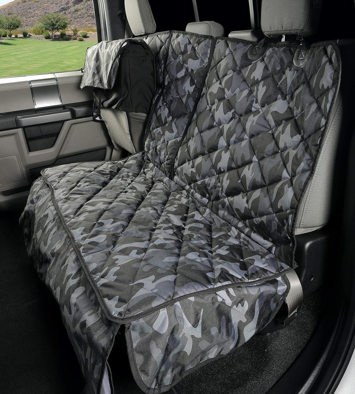 Camo Heavy Duty Waterproof Rear Bench Seat Cover with Hammock E6854