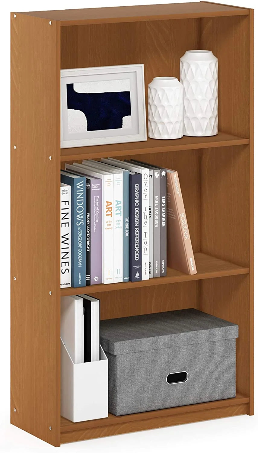3-Tier Natural Oak Bookcase Storage Shelves O857334